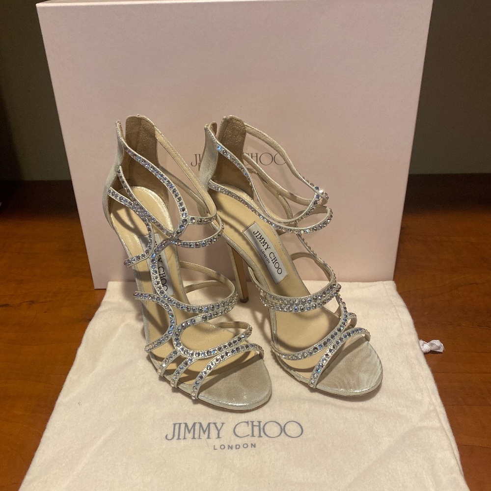 JIMMY CHOO Champagne Crystal Sandal size 37